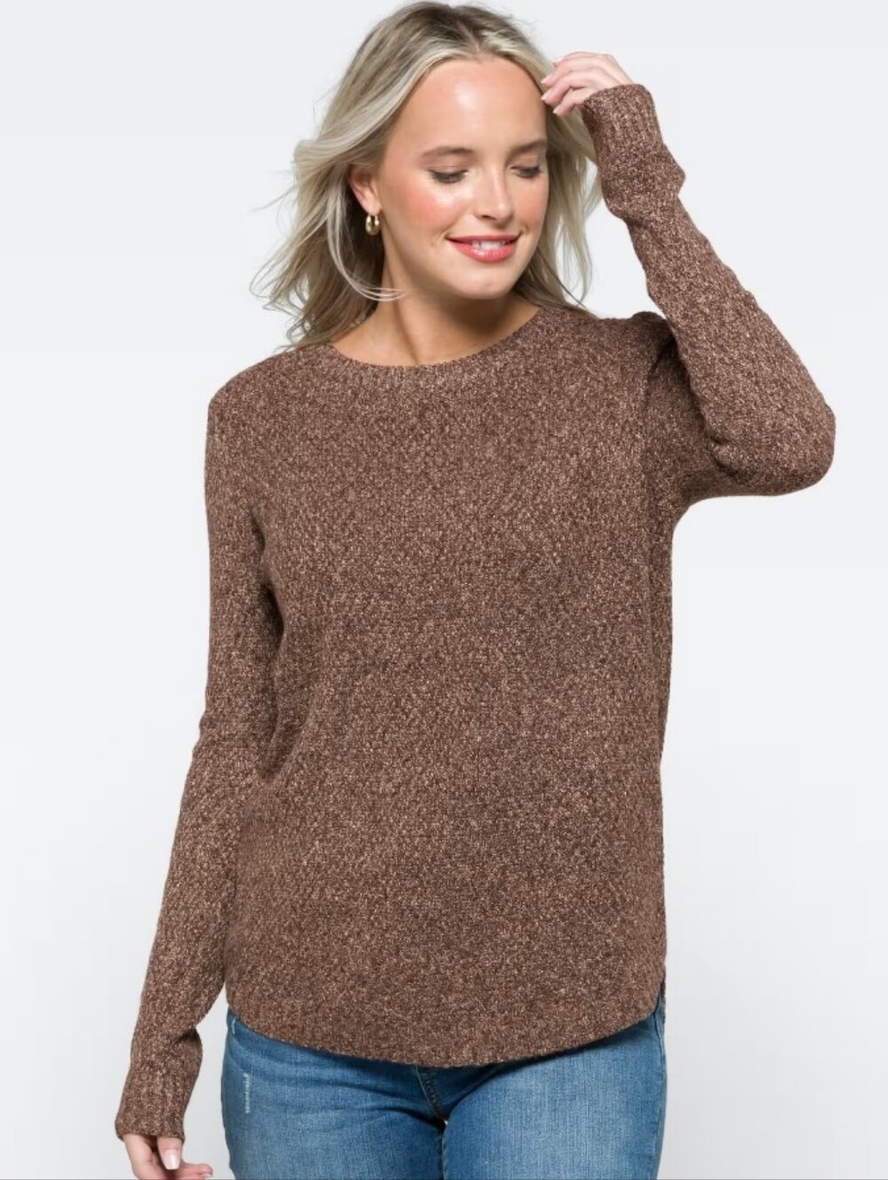 Pink Clover Brown Textured Sweater, Size XL